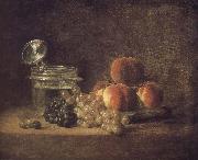 Jean Baptiste Simeon Chardin Cold peach fruit baskets with wine grapes oil painting reproduction